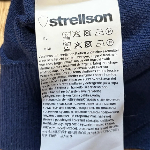 Strellson | Blue 1/4 Button Up Collared Cotton/Silk/Cashmere Long Sleeve Sweater - Picture 8 of 9